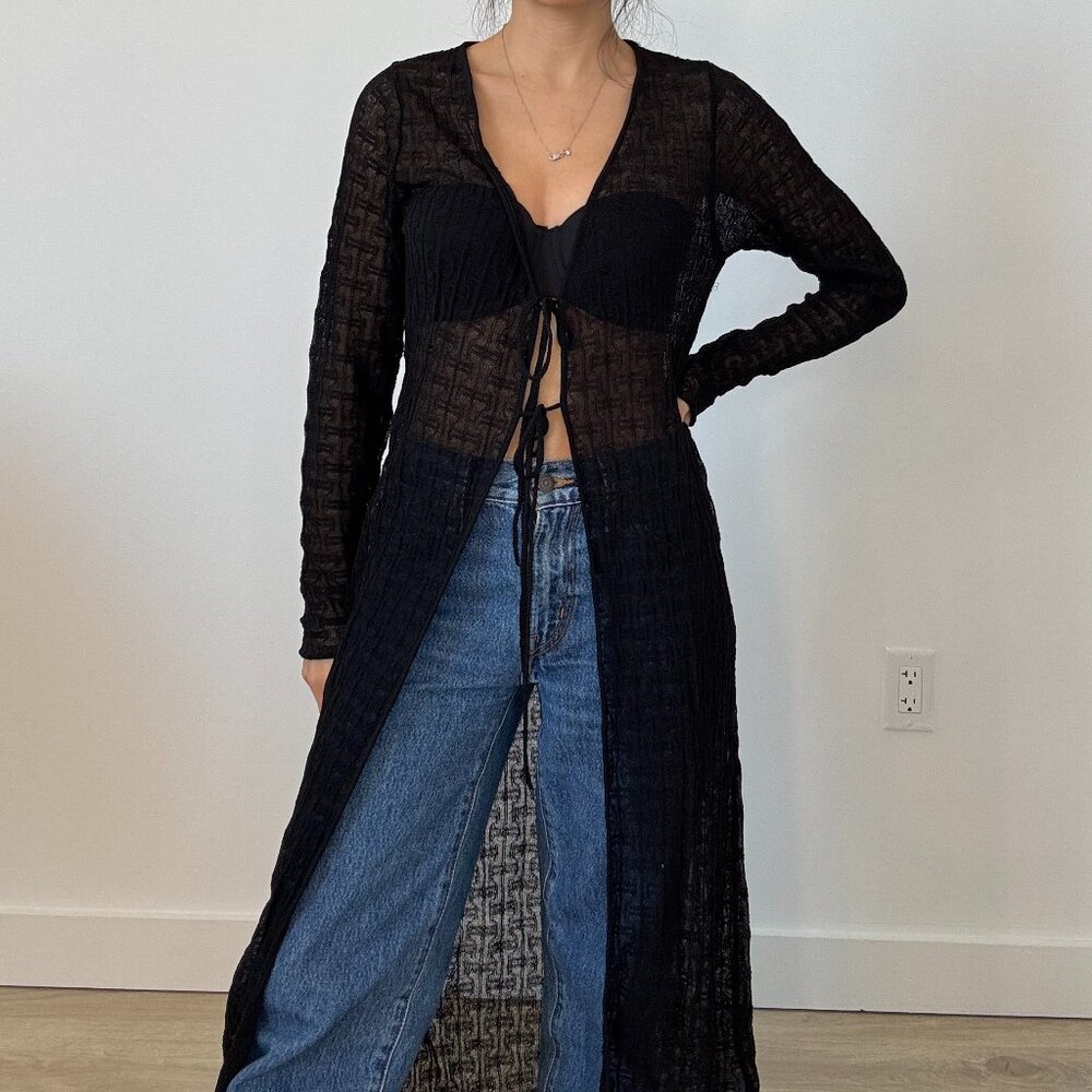 BIMBA Y LOLA black maxi knit cardigan size xs /s